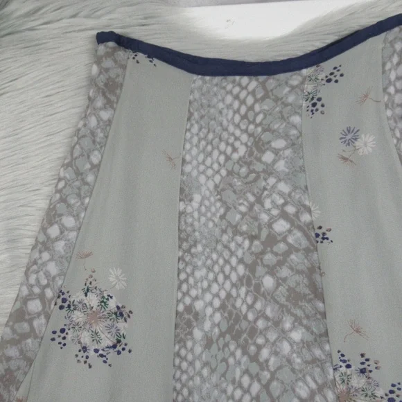 FREE PEOPLE Rock On Snake Floral Print Mixed Media Handkerchief Hem Maxi Skirt 4 - Picture 5 of 12